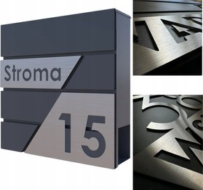 Nagy Postaláda Címmel, Házszámmal (lézer Rozsdamentes Acél Tábla),