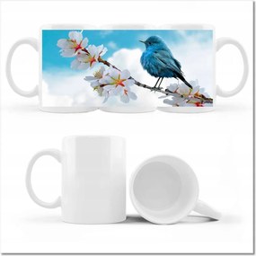 Nyomott mintás bögre Madár az ágon Finom virágok neki