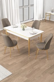 Rewa étkezőgarnitúra, fehér-arany, 110 cm – TR240CHR3040