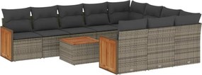 vidaXL 11 részes szürke polyrattan kerti ülőgarnitúra párnákkal