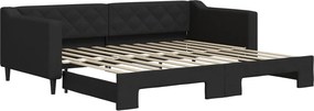 vidaXL fekete kihúzható szövet heverő 90x200 cm