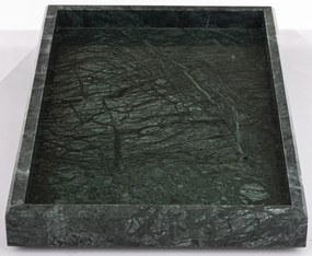 Márvány design sötétzöld szögletes szegélyes tálca 3x30x20cm