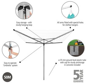 Ezüstszínű kerti ruhaszárító 50 m Essential – Brabantia