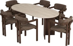 Meridia étkezőgarnitúra, travertin-milánói dió, 180 cm – TR199NRD1142