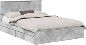 vidaXL Tárolós Ágy fejtámlával Beton Szürke 135 x 190 cm Faanyag