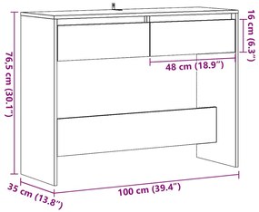 szürke sonoma szerelt fa tálalóasztal 100x35x76,5 cm