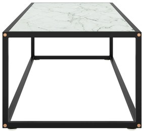 Fekete dohányzóasztal fehér márvány mintás üveggel 120x50x35 cm