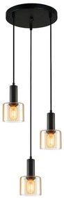 Italux SANTIA PND-65342-3A-BK+AMB Függőlámpa 3x40W/E27 IP20
