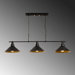 Sivani MR-835 fekete fém függőlámpa, 108 x 24 cm, 3 izzós