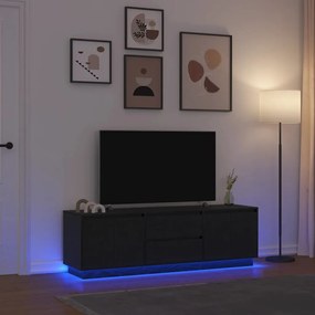 fekete TV-szekrény LED-világítással 160,5x41x50 cm
