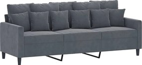 vidaXL 3 személyes sötétszürke bársony kanapé 180 cm