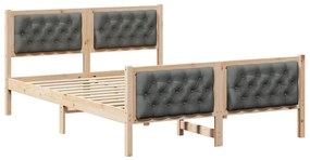 Ágykeret fejtámlával Sötétszürke 150 x 200 cm Tömör fenyőfa