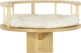 PwaHut Macska Mászófal párnával, Macska Hintaágy, Plüss Fal Kaparó, Macska Bútor 5 kg-ig, Tölgy+Krém Fehér | Aosom