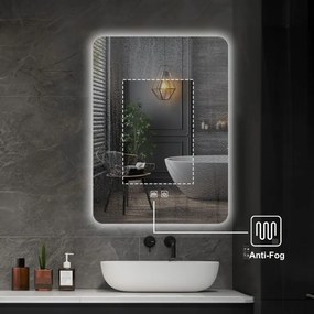 IREDA Fürdőszobatükör LED világítással 80 x 60 cm