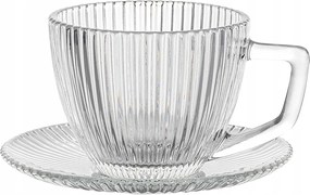 Csíkos üvegpohár Rimini csészealjjal