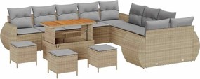 vidaXL Kerti Kanapé Szett 14 pcs Bézs polirattan