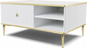 Dohányzóasztal Petra 90x60 fehér matt lábak arany