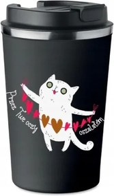 Prémium Termo Bögre fekete Valentin Napi Ajándék Macska Szemek KT_320