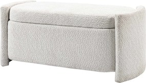 HOMCOM Pad, Ágy Pad Tárolóval, Párnázott Pad Fedővel, Teddy Plüss Megjelenéssel, Tárolódoboz, Pad a Nappaliba, Hálószobába, Krém, 105 x 44 x 45,5 cm |