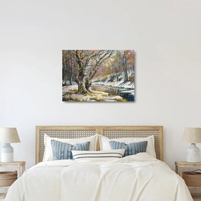 Egy festett téli táj képe (üvegen) (70x50 cm)