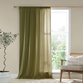 Khaki átlátszó függöny 140x183 cm Zofia Broderie Anglaise – Pineapple Elephant