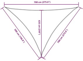 sötétzöld háromszögű oxford-szövet napvitorla 5 x 7 x 7 m