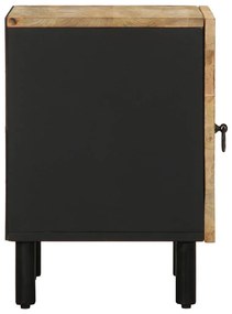 2 db fekete tömör mangófa éjjeliszekrények 40 x 33,5 x 46 cm