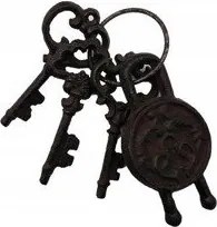 Dekorációs fém kulcstartó lakattal fekete 17 cm