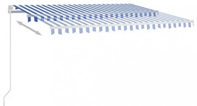 kék és fehér kézzel kihúzható LED-es napellenző 450 x 350 cm