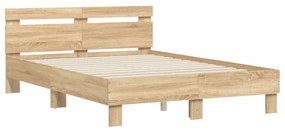 sonoma tölgy színű szerelt fa ágykeret fejtámlával 120x200 cm