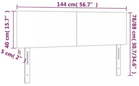 krémszínű szövet LED-es fejtámla 144x5x78/88 cm