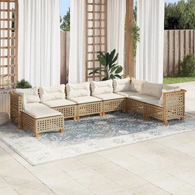 8 részes bézs polyrattan kerti ülőgarnitúra párnával