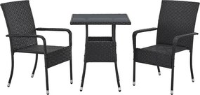 Juskys Yoro rattan négyzet alakú asztal 60 cm - fekete