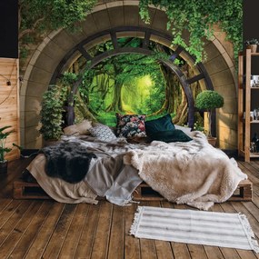 Boltíven át kilátás az erdőre poszter, fotótapéta Vlies (254 x 184 cm)