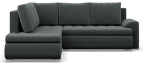 Tokio sarokkanapé, L alakú háttámlával, 2 ágyneműtartóval, bársony, baloldali, szürke