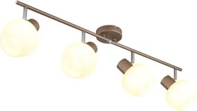 Globo 54662-4 Mennyezeti lámpa, fém matt kávébarna, krómozott fém, fehér üveg, forgatható/dönthető, HxSzxM: 800x125x175mm, 4x E27 40W 230V izzók nélkül
