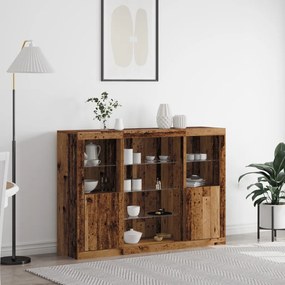 Büféasztal LED világítással Régi fa 142.5x37x100 cm Mérnöki fa