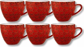 Porcelán eszpresszó csésze szett piros 75 ml Wilmax 6 darabos