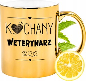 Arany csillogó bögre állatorvosnak ajándék fényképes nyomtatással