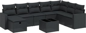 vidaXL 9 részes fekete polyrattan kerti ülőgarnitúra párnákkal