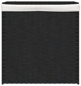 fekete polyrattan szennyeskosár 2 rekesszel 53x33x57 cm