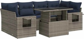 vidaXL 7 részes szürke polyrattan kerti ülőgarnitúra párnával