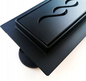 Zuhanyfolyóka 55 cm alacsony beépítés 52 mm Hullám mintás Fekete