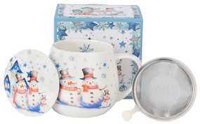 Karácsonyi hóemberes porcelán szűrős bögre díszdobozban Snowman