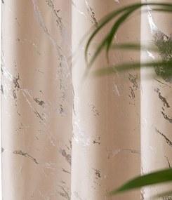 Szalagfüggöny Marma 140x250 krémszínű, ezüst nyomott mintával