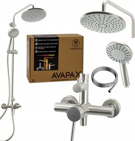 Zuhanyoszlop csapteleppel állítható szálcsiszolt acél Avapax szett