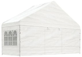 Fehér polietilén pavilon tetővel 5,88 x 2,23 x 3,75 m