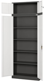 Felsőszekrény iratszekrényre EWA, 900 x 380 x 400 mm, antracit-fehér