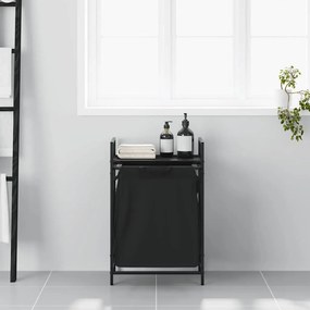 fekete tölgyfa mosodai kosár 1 rekeszes polccal