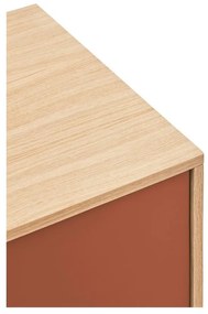 Yoko téglavörös komód tölgyfa dekorral, szélesség 180 cm - Teulat